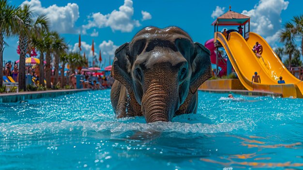 Elefante en la piscina
