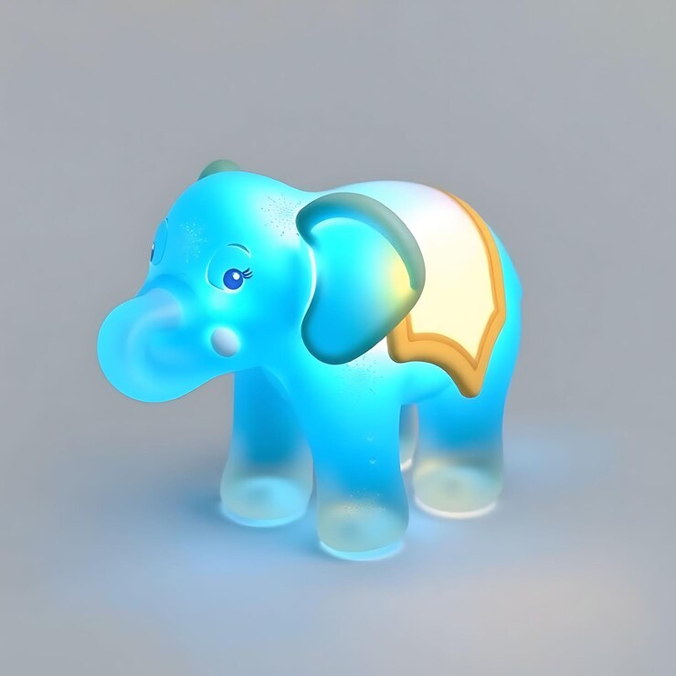 Foto elefante radiante 3d com vidro esfriado um elefante de vidro esfrijo com um corpo azul neon o elefante
