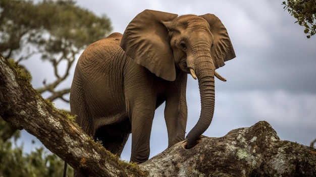 Un elefante en la rama de un árbol