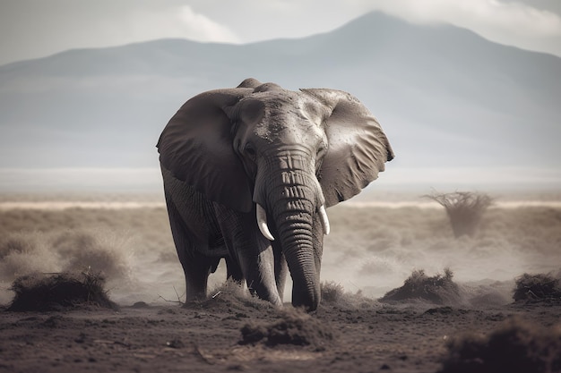 Elefante en la red neuronal del desierto ai generada