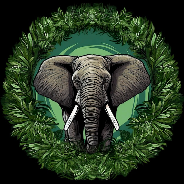 Elefante redondo fundo verde da natureza AI Generative