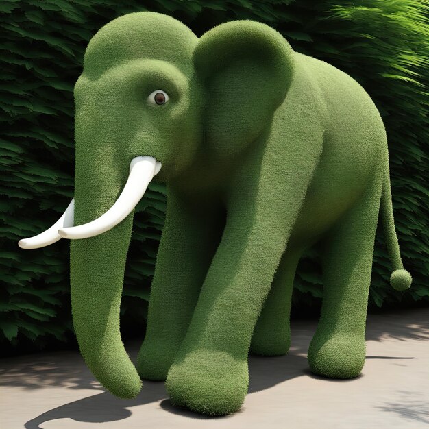 elefante de renderizado 3 d sobre hierba elefante en el jardín