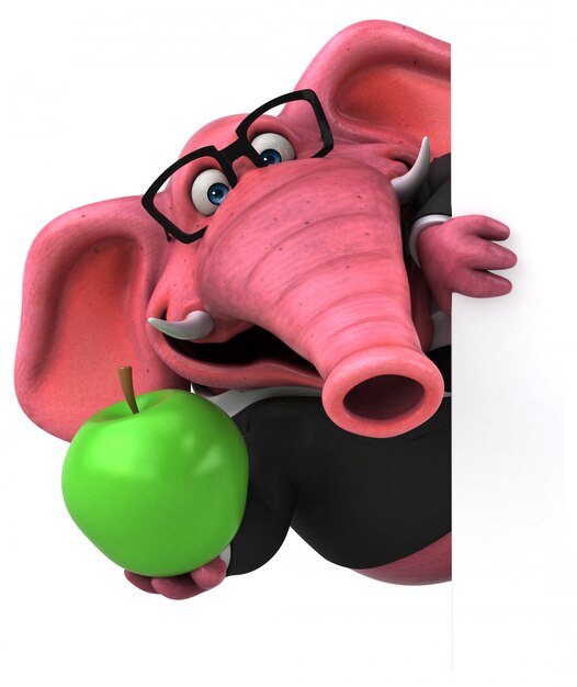 Elefante rosa com maçã