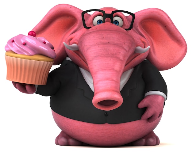 Elefante rosa - ilustração 3D