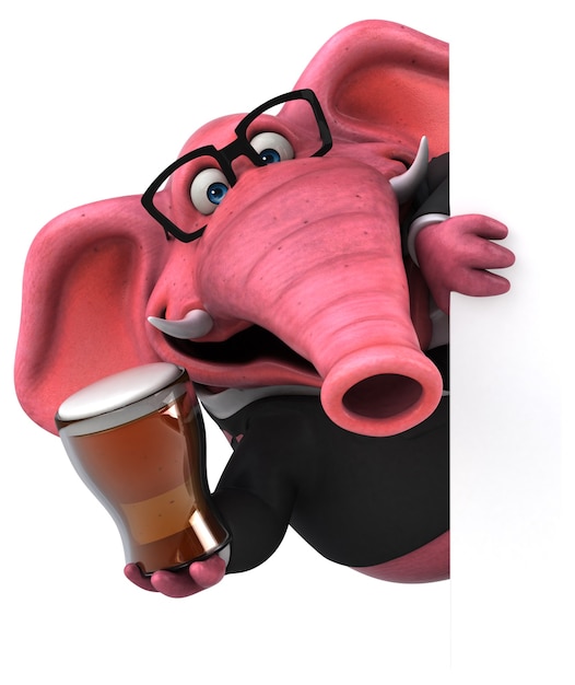 Elefante rosa - ilustração 3D