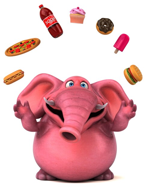 Elefante rosa - ilustração 3D