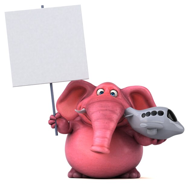 Elefante rosa - ilustração 3D