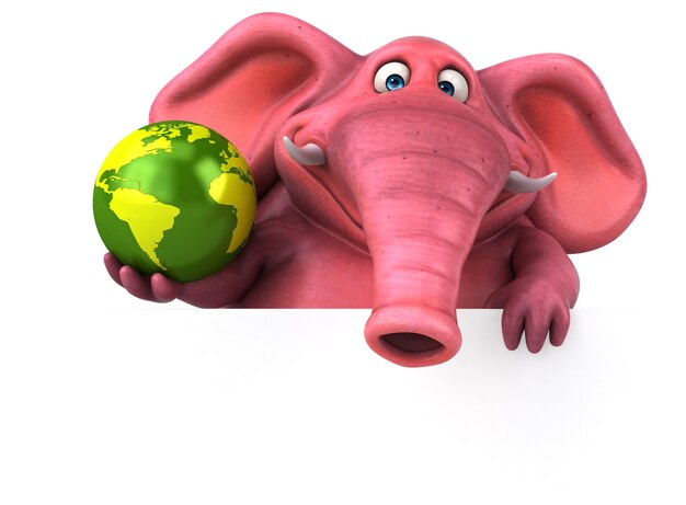 Elefante rosa - ilustração 3D