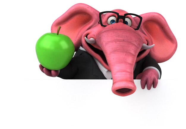 Elefante rosa - ilustração 3D