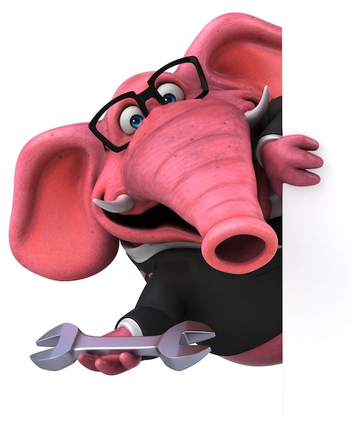 Elefante rosa - ilustração 3D