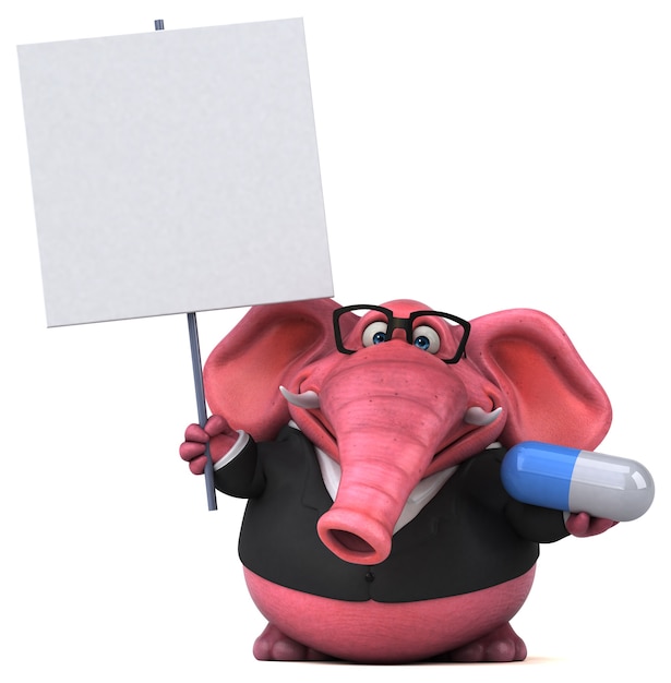 Elefante rosa - Ilustración 3D