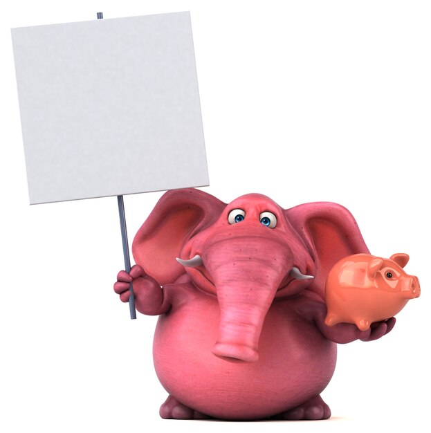 Elefante rosa - Ilustración 3D