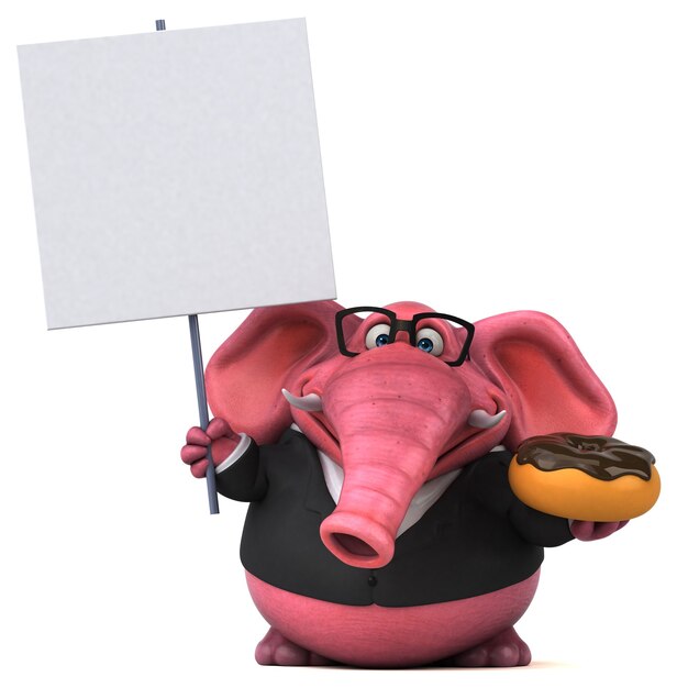 Elefante rosa - Ilustración 3D