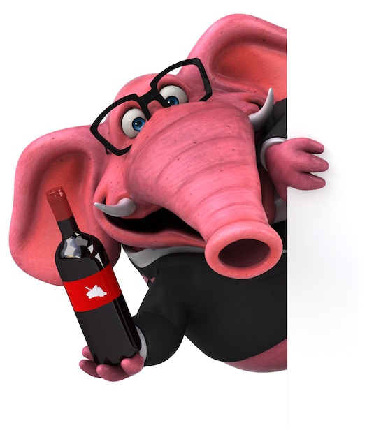 Elefante rosa - Ilustración 3D