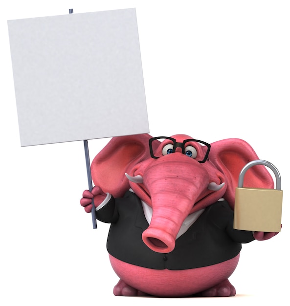 Elefante rosa - Ilustración 3D