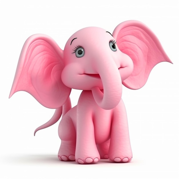 Elefante rosado divertido animal lindo ilustración 3d en blanco avatar inusual mascota alegre