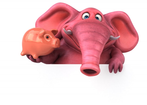 Elefante rosado - Ilustración 3D