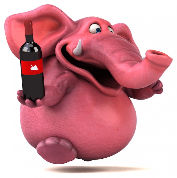 Elefante rosado - Ilustración 3D