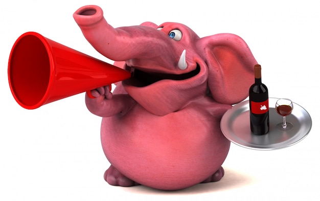 Elefante rosado - Ilustración 3D