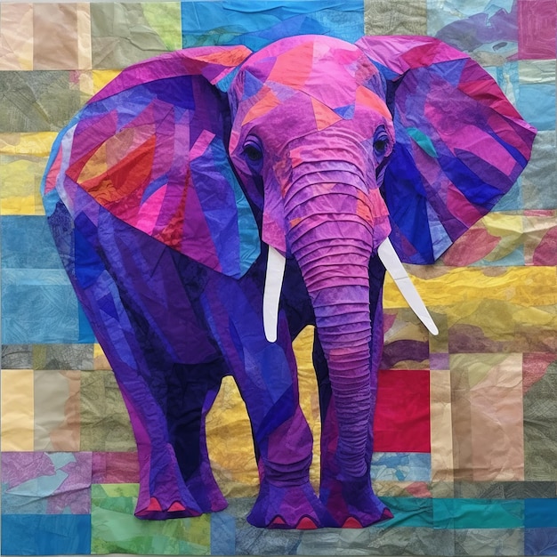 Elefante de seda de papel en capas Una obra de arte caprichosa