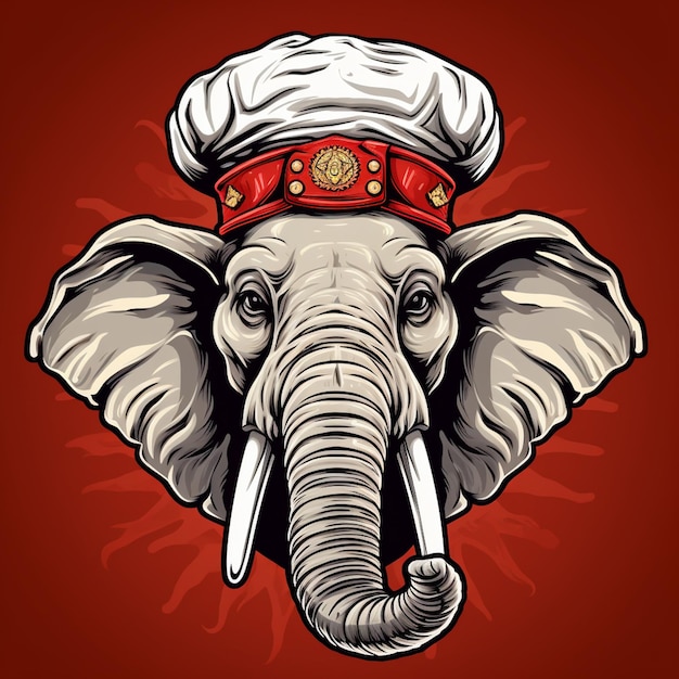 elefante con sombrero de cocinero elefante fresco con sombreiro de cocinero