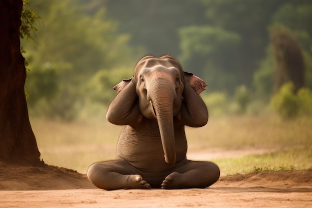 Elefante se tapa la oreja Generar Ai