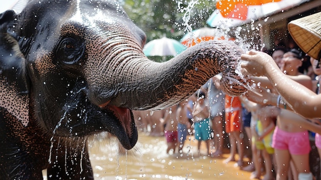 El elefante se une a las festividades de Songkran