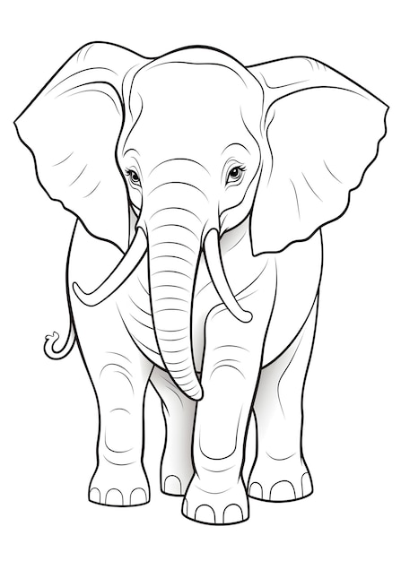 Foto elefanten malseite elefanten-linie-kunst malseite elefant umriss zeichnung für malseite tiermalseite elefant malbuch ki generativ
