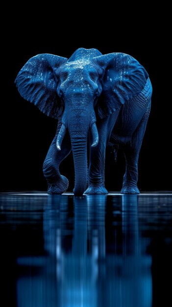 Foto elefanten-silhouette-figur, die im wasser geht generative ki