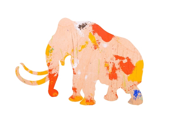 Elefantensilhouette mit farbiger Farbtextur isoliert auf weißem Hintergrund
