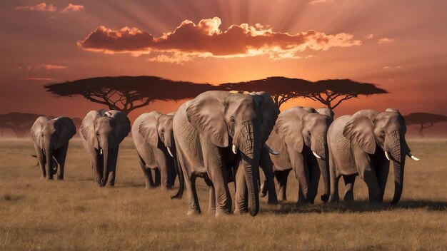 Foto elefantes no parque nacional do quênia, áfrica