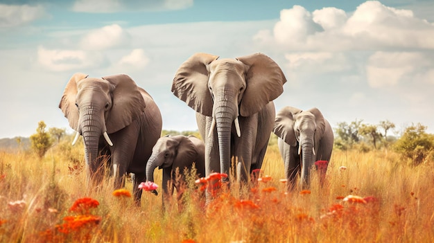Elefantes en el Parque Nacional de Masai Mara en Kenia África