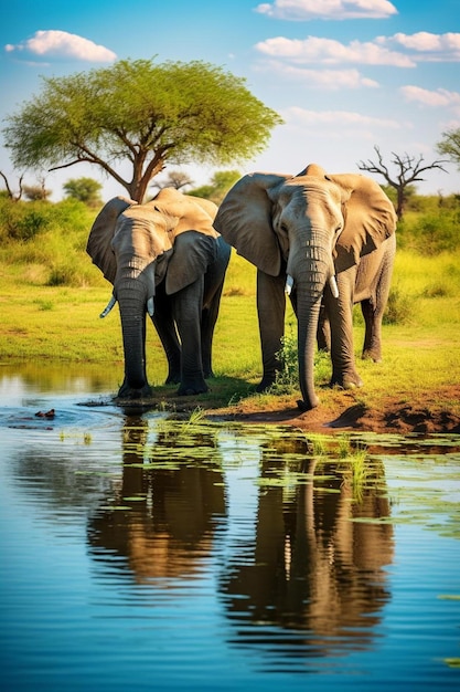 elefantes en su hábitat natural en Sudáfrica