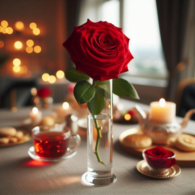 Elegança cativante Um brilho de rosas vermelhas num cenário romântico