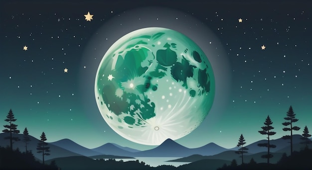 Elegança Celestial Lua no céu noturno Ilustração de fundo