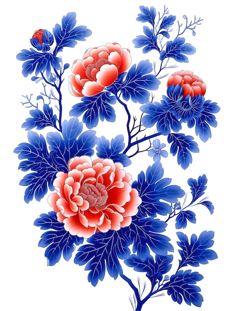 Elegança cerúlea A graça atemporal da peônia chinesa Arte flores índigo A arte da elegância floral