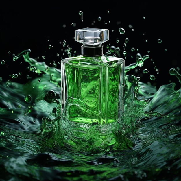 Elegança cristalina na dança do perfume verde