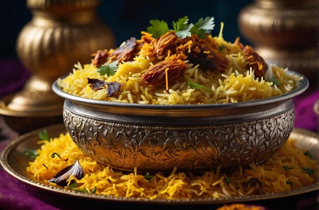 Elegança de Biryani com infusão de açafrão