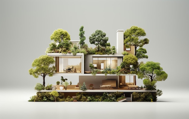 Elegança do minimalismo casa de propriedade IA generativa