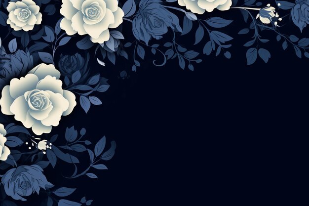 Foto elegança em flor design de fundo floral azul marinho cativante