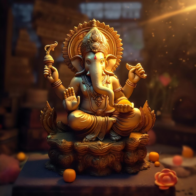 Elegança escura 3D Senhor Ganesha Arte