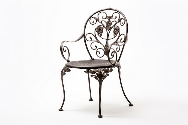 Foto elegança etérea uma cadeira de ferro forjado em fundo transparente branco ou png