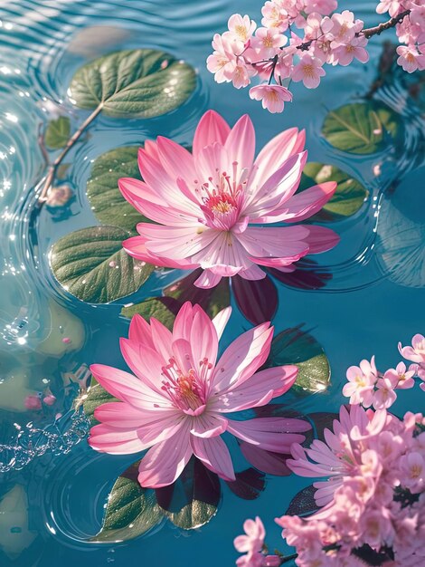 Foto elegança fluida explorando a dança da água bolhas líquidas e flores