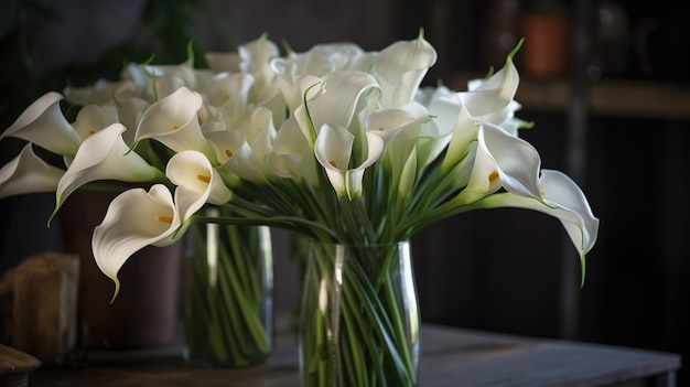 Elegança graciosa Calla lírios pétalas curvas em esplendor floral