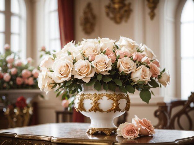 Elegança Preservado Bouquet de Rosas em uma sala antiga Foto de estoque