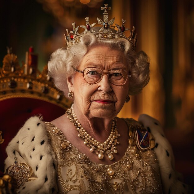 Elegança real Mulher mais velha vestindo tiara e pérolas