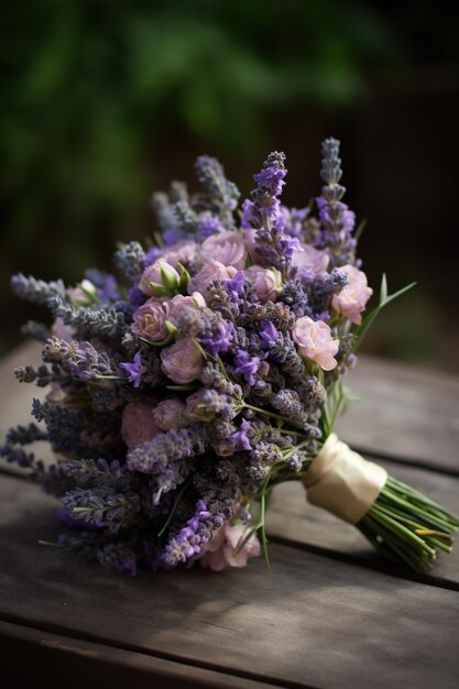 Elegança tranquila Bouquet de lavanda Flores roxas em um arranjo sereno