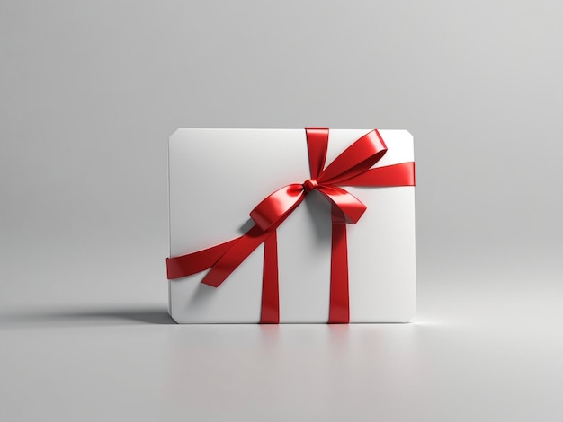 Elegance enthüllt eine leere weiße Geschenkkarte mit einem roten Bandbogen