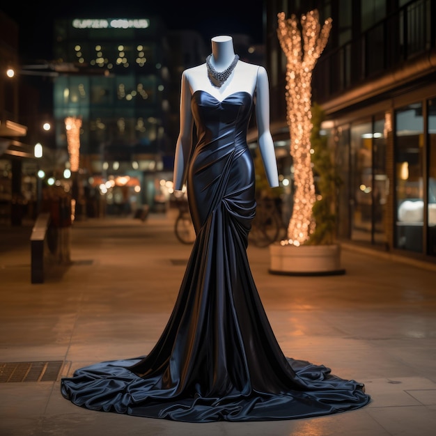 Elegance revelou uma exibição cativante de um belo vestido de noite de luxo graciosamente adornado