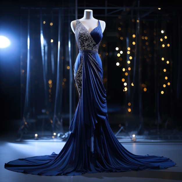 Elegance revelou uma exibição cativante de um belo vestido de noite de luxo graciosamente adornado